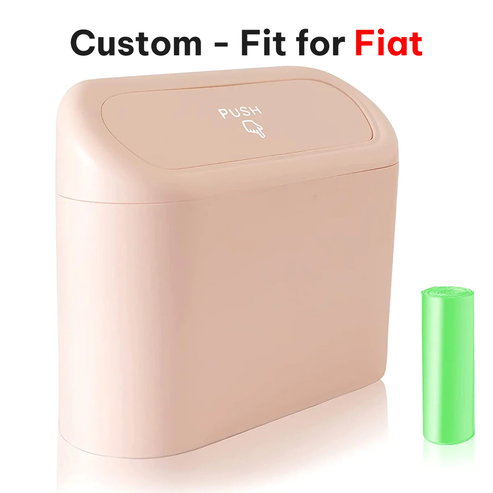 Delicate Leather Car Trash Can with Lid – Custom-Fit for Fiat, Mini Waterproof Garbage Bin with Trash Bags, Cute Car Organizer for Storage & Waste - Delicate Leather