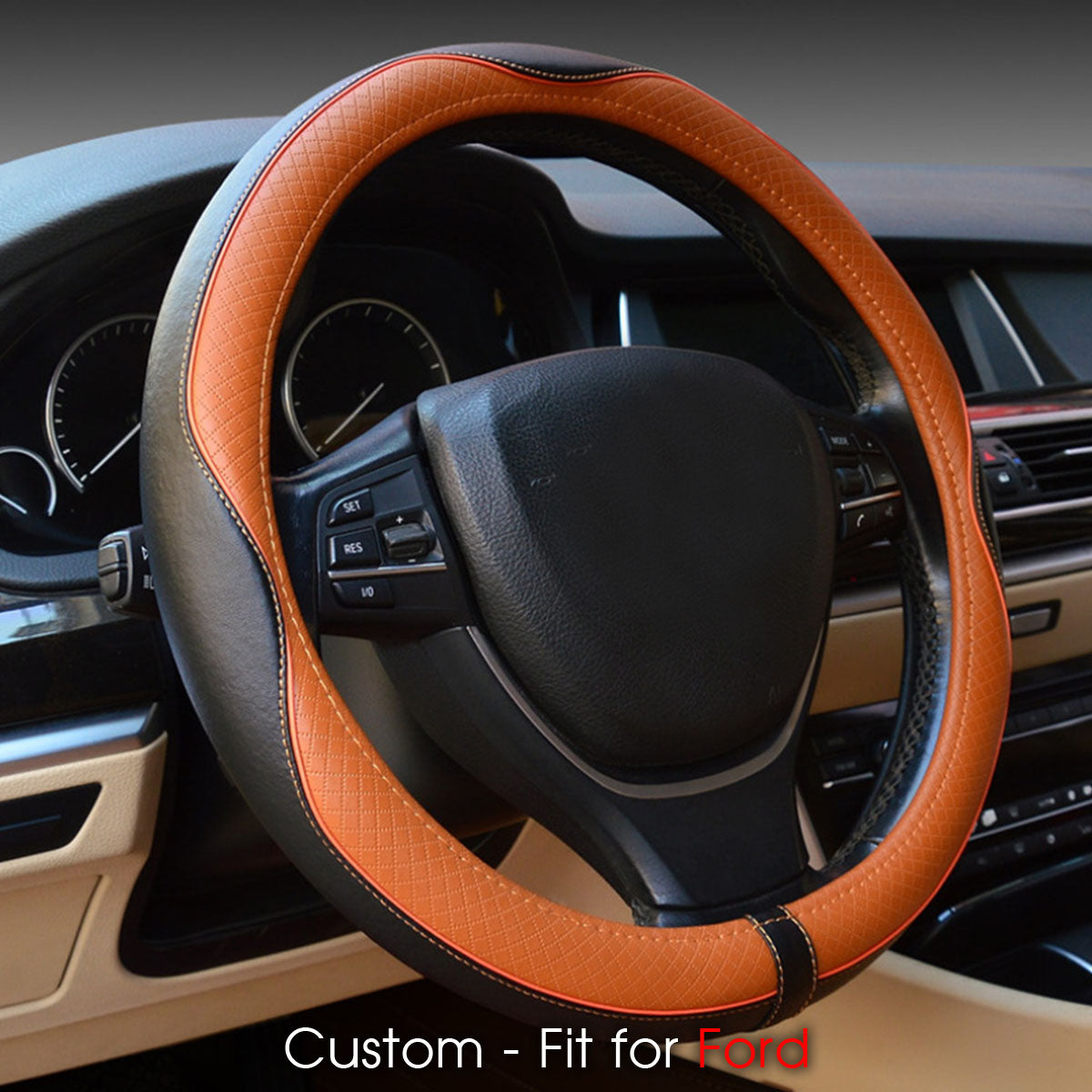 Ford Steering Wheel Cover Anti-Slip, Breathable & Durable Grip - Delicate Leather