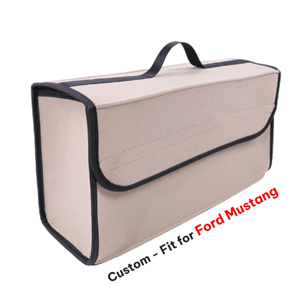 Soft Felt Car Bag Organizer, Custom-Fit For Ford Mustang, Folding Car Storage Box Non Slip Fireproof Car Trunk Organizer DLFM236 - Delicate Leather