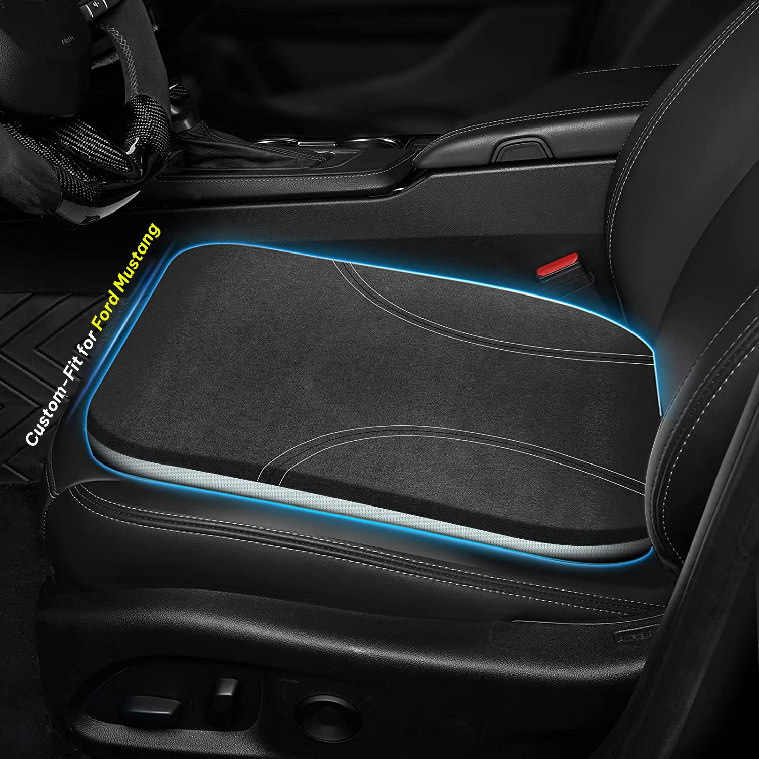 Car Seat Cushion, Custom Fit For Ford Mustang, Car Memory Foam Seat Cushion, Heightening Seat Cushion, Seat Cushion for Car and Office Chair DLFM224 - Delicate Leather