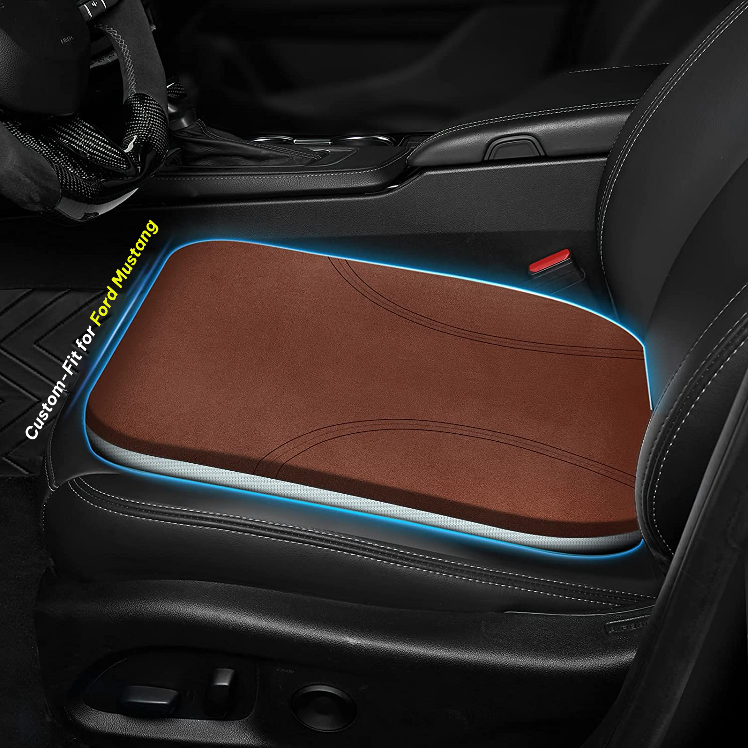 Car Seat Cushion, Custom Fit For Ford Mustang, Car Memory Foam Seat Cushion, Heightening Seat Cushion, Seat Cushion for Car and Office Chair DLFM224 - Delicate Leather