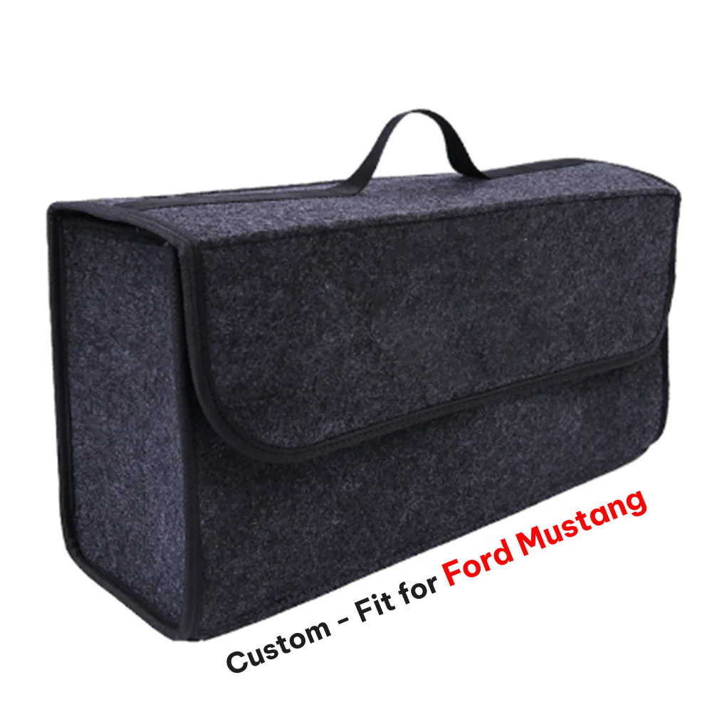 Soft Felt Car Bag Organizer, Custom-Fit For Ford Mustang, Folding Car Storage Box Non Slip Fireproof Car Trunk Organizer DLFM236 - Delicate Leather