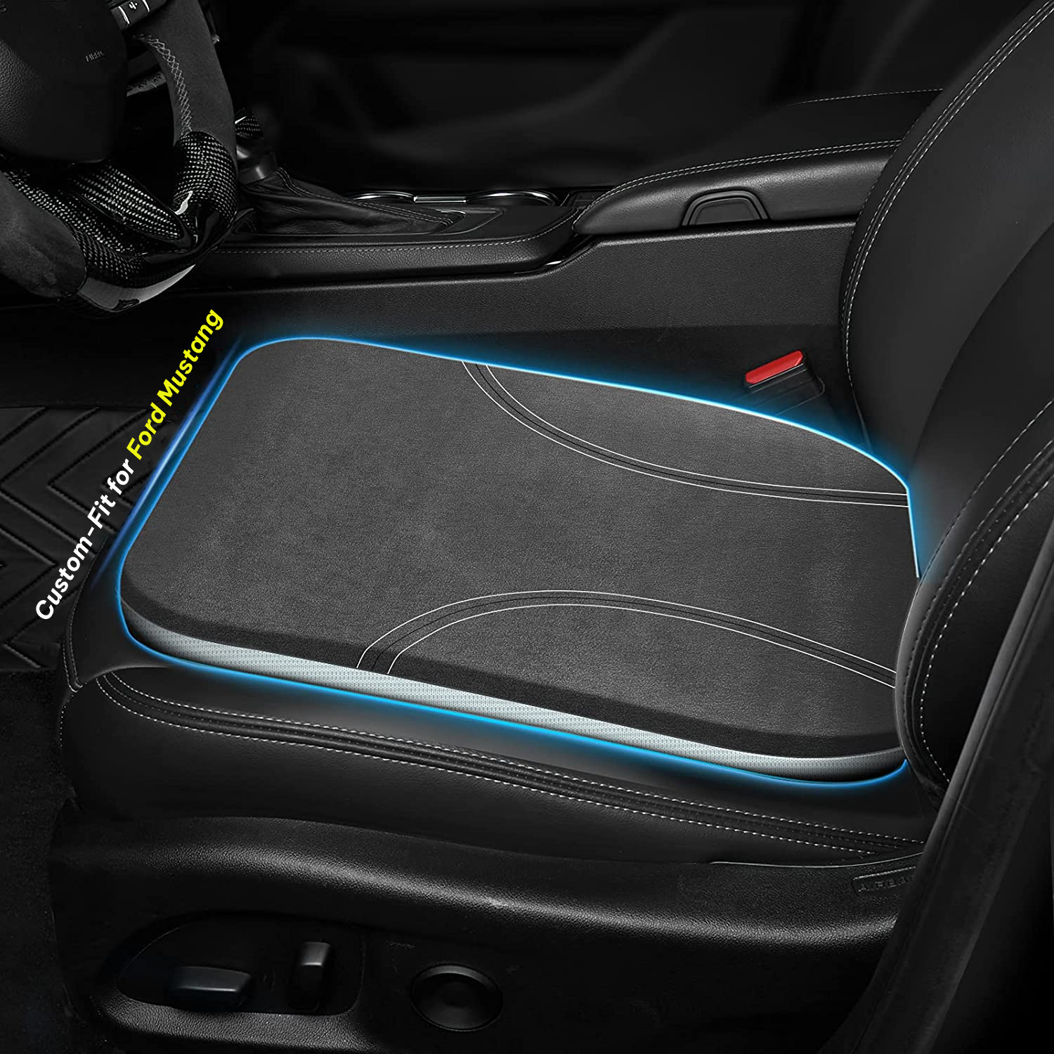 Car Seat Cushion, Custom Fit For Ford Mustang, Car Memory Foam Seat Cushion, Heightening Seat Cushion, Seat Cushion for Car and Office Chair DLFM224 - Delicate Leather