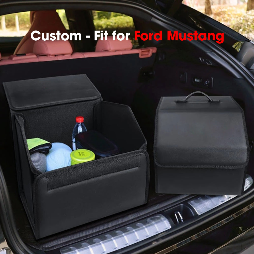 Foldable Trunk Storage Luggage Organizer Box, Custom-Fit For Ford Mustang, SUV Trunk Organizer Van Cargo Carrier Caddy for Shopping, Camping Picnic, Home Garage DLFM241 - Delicate Leather