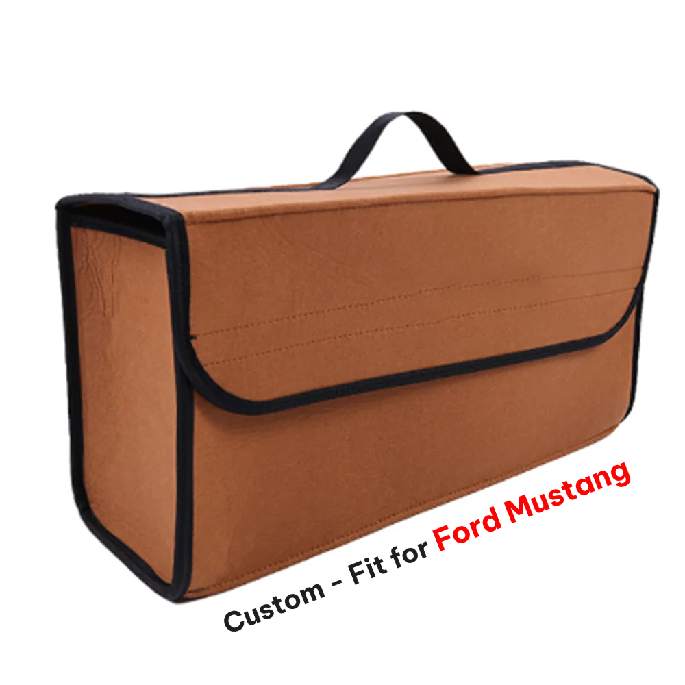 Soft Felt Car Bag Organizer, Custom-Fit For Ford Mustang, Folding Car Storage Box Non Slip Fireproof Car Trunk Organizer DLFM236 - Delicate Leather