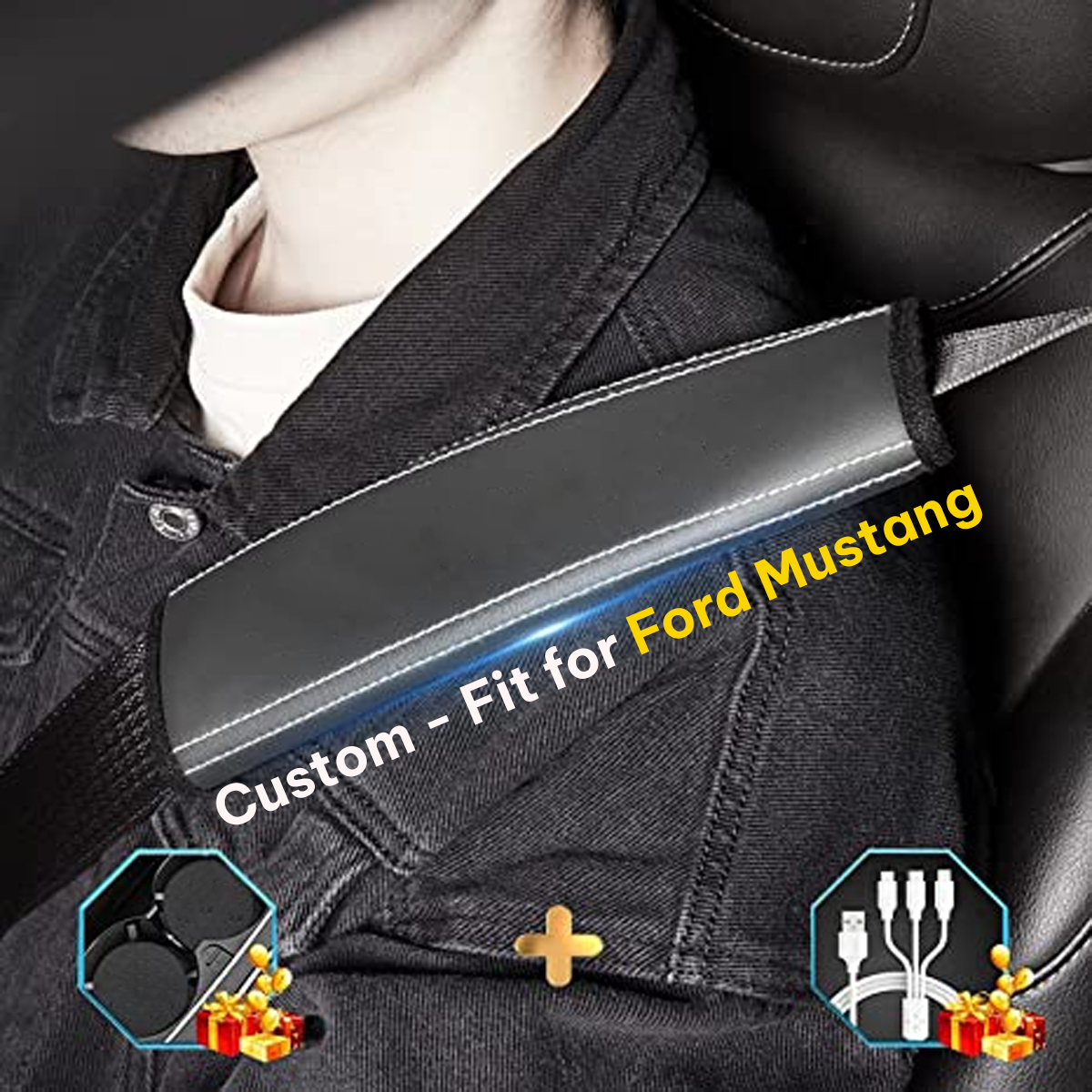 Car Seat Belt Covers (2PCS), Custom-Fit For Car, Microfiber Leather Seat Belt Shoulder Pads for More Comfortable Driving, Car Accessories DLFM238