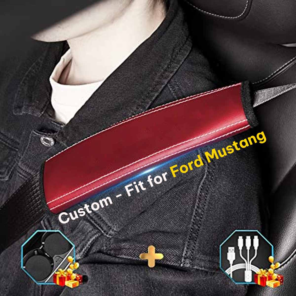 Car Seat Belt Covers (2PCS), Custom-Fit For Car, Microfiber Leather Seat Belt Shoulder Pads for More Comfortable Driving, Car Accessories DLFM238