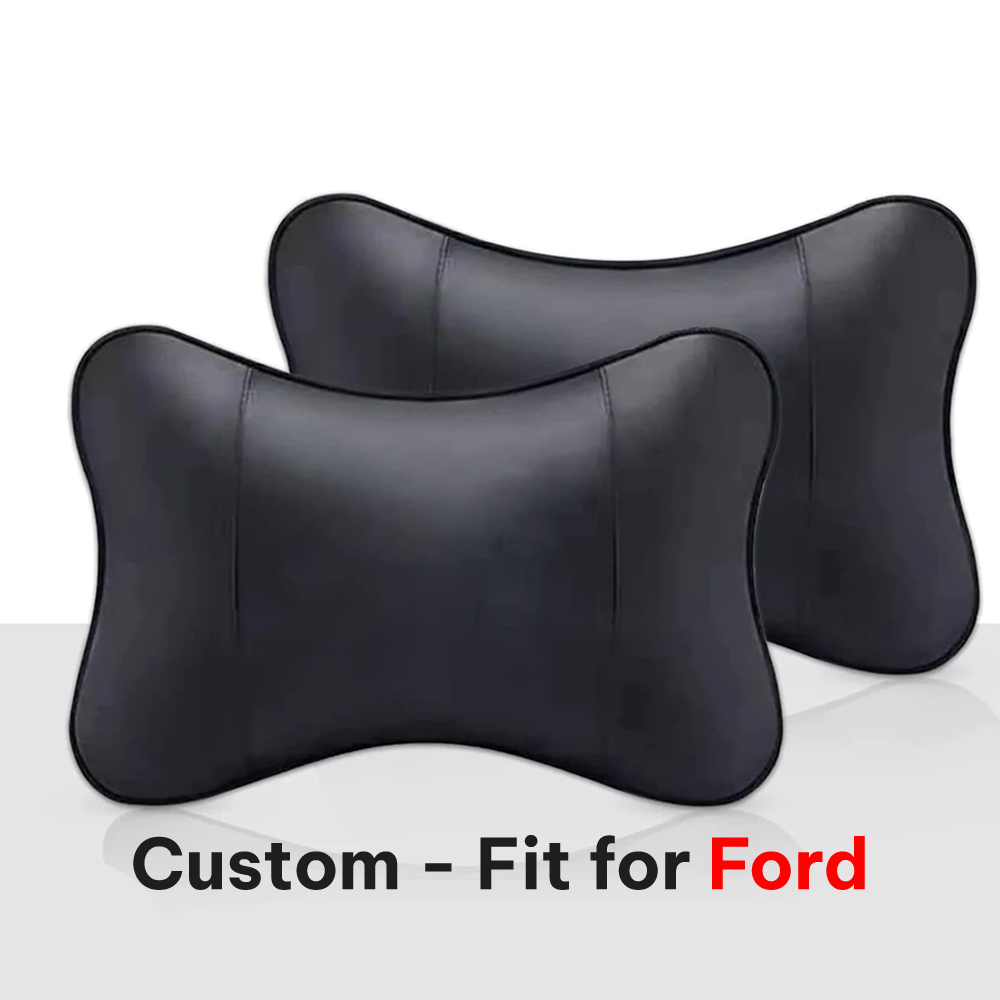 Thickened Foam Car Neck Pillow, Custom-Fit For Ford, Soft Leather Headrest (2 Pieces) for Driving Home Office DLFD245 - Delicate Leather