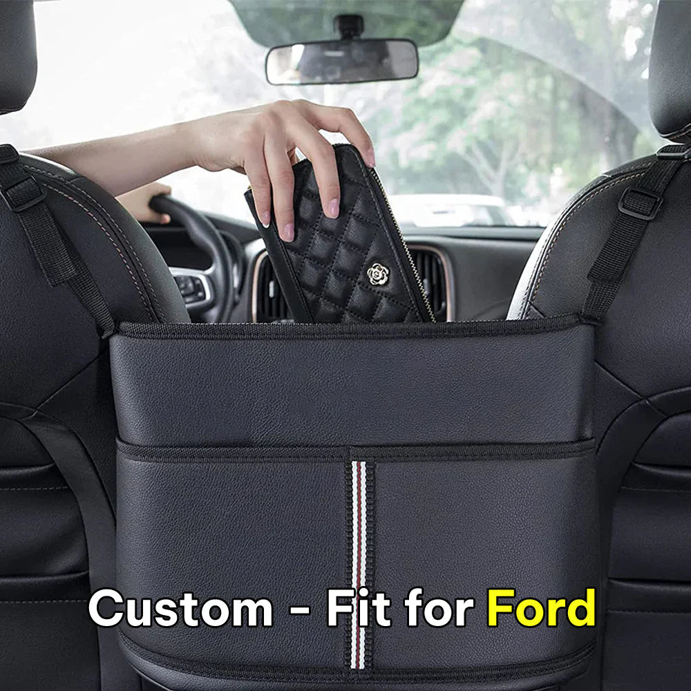Car Purse Holder for Car Handbag Holder Between Seats Premium PU Leather, Custom Fit For Your Cars, Auto Driver Or Passenger Accessories Organizer, Hanging Car Purse Storage Pocket Back Seat Pet Barrier FD11991 - Delicate Leather