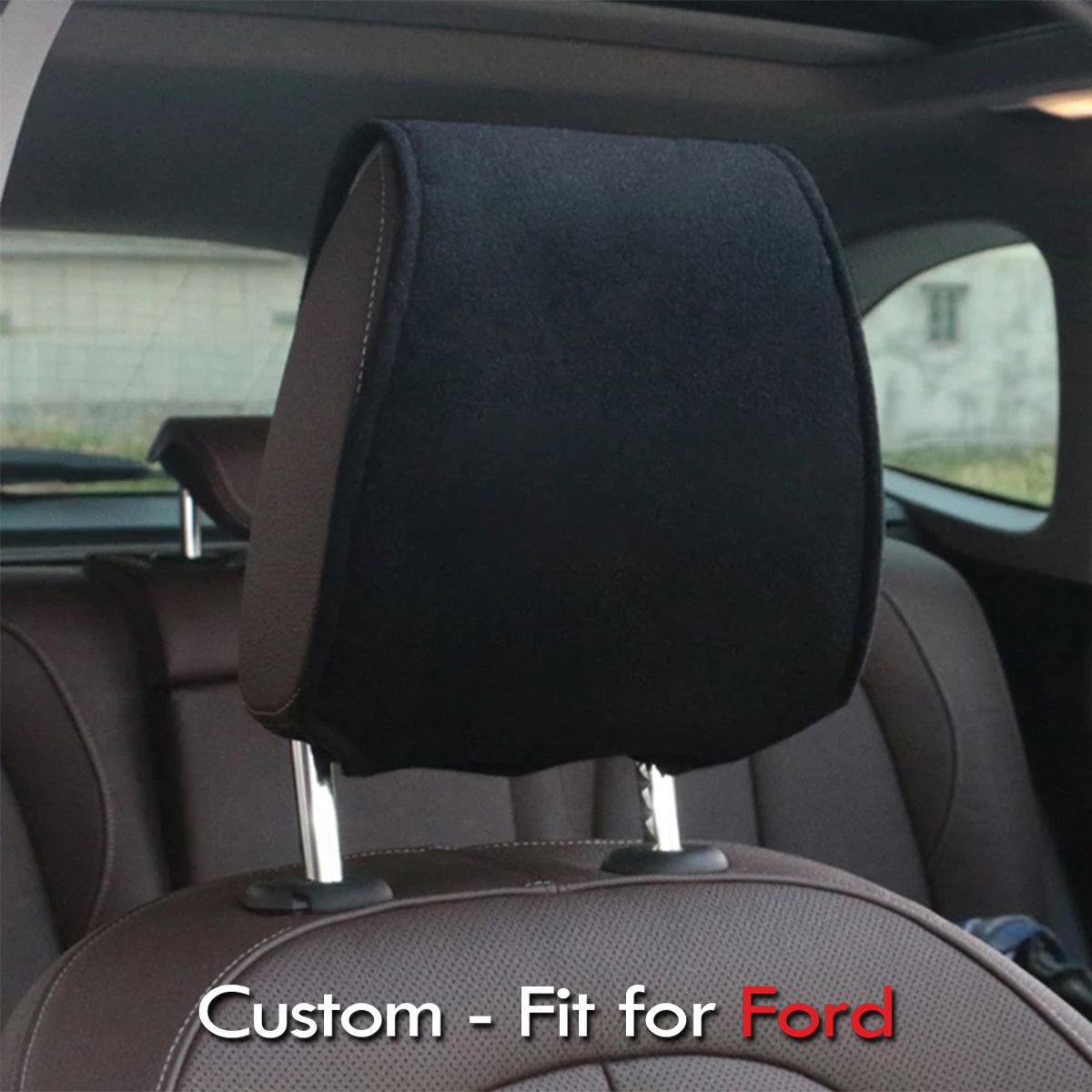 Car Seat Headrest Cover Breathable Flexible Headrest Covers Velcro Auto Headrest Covers Universal Fit, Custom-Fit For Ford, Car Accessories DLFD243 - Delicate Leather