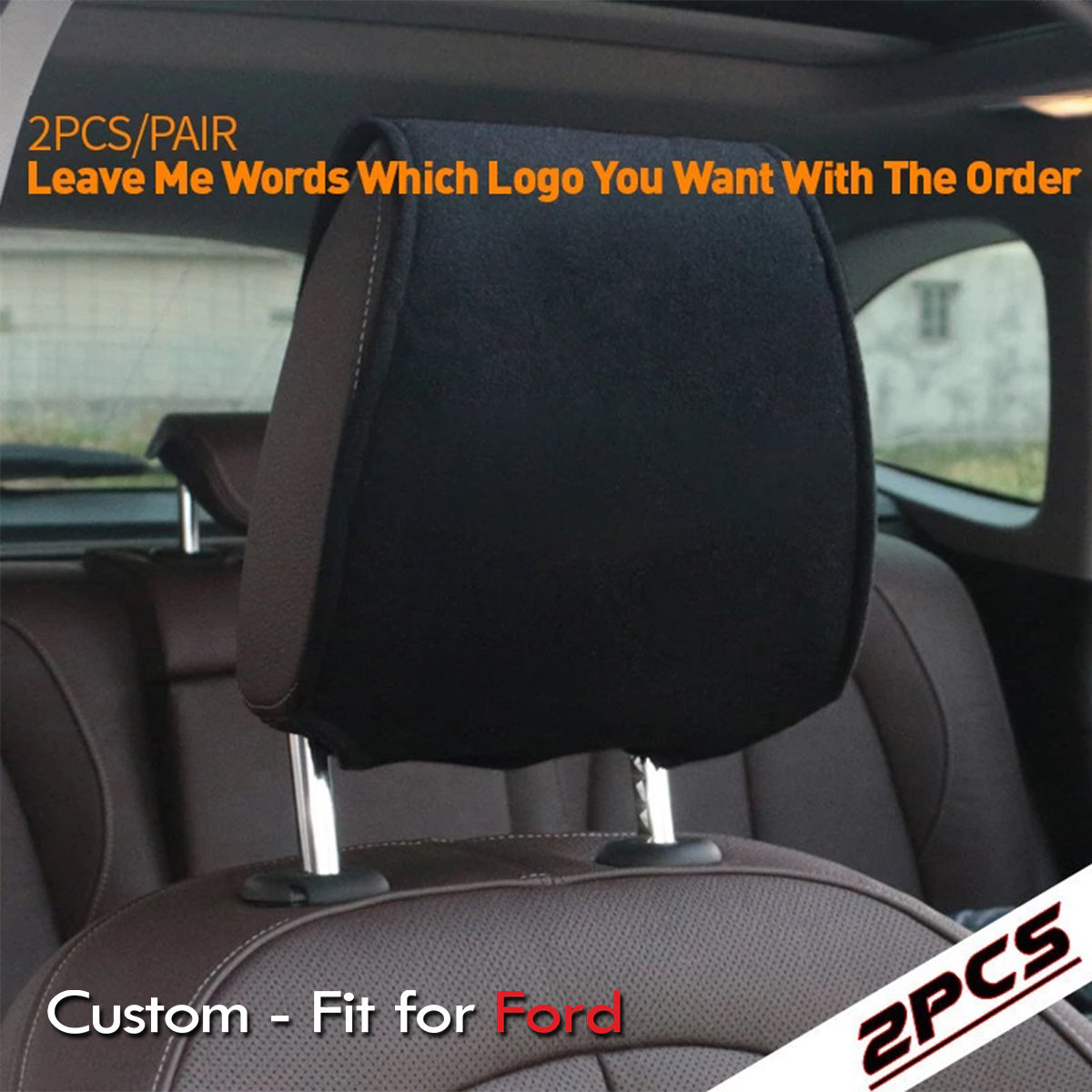 Car Seat Headrest Cover Breathable Flexible Headrest Covers Velcro Auto Headrest Covers Universal Fit, Custom-Fit For Ford, Car Accessories DLFD243 - Delicate Leather