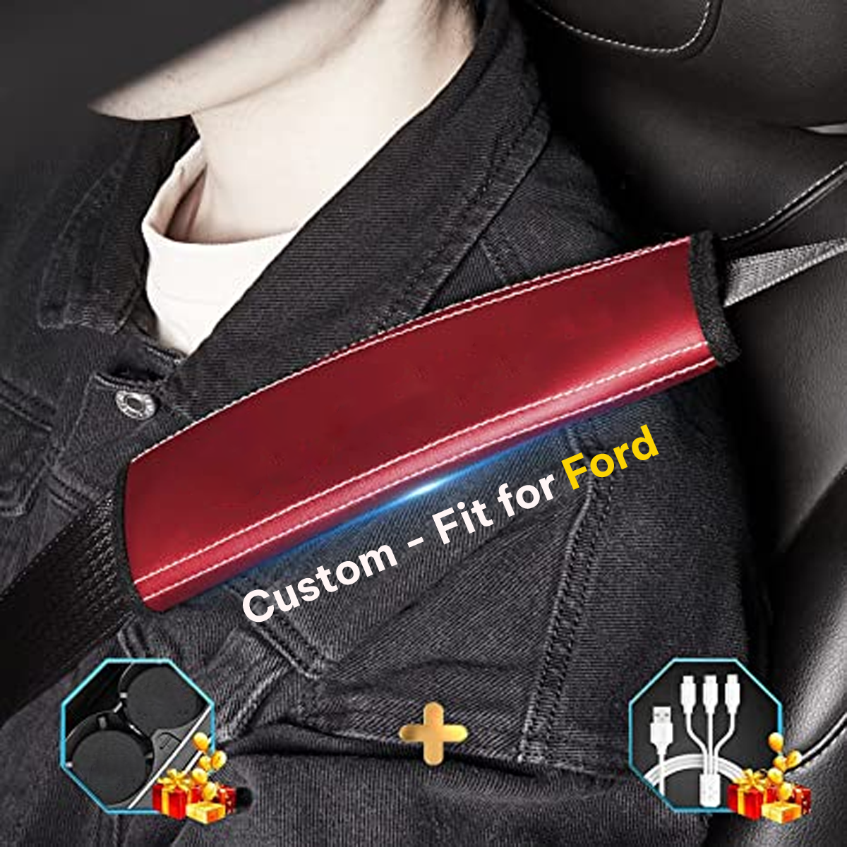 Car Seat Belt Covers (2PCS), Custom-Fit For Car, Microfiber Leather Seat Belt Shoulder Pads for More Comfortable Driving, Car Accessories DLFD238
