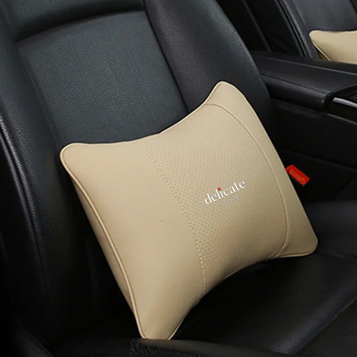 Universal Car Neck Pillow for Comfortable Support - Compatible with Most Auto Accessories and Filled with Fiber Material - Delicate Leather