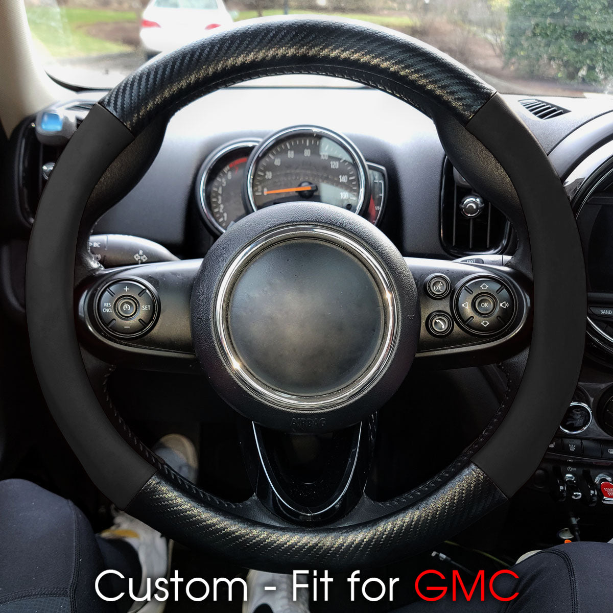 Delicate Leather Steering Wheel Cover – Custom-Fit for GMC, 3D Carbon Fiber Texture Sport Style, Non-Slip Leather Grip for Interior Upgrade - Delicate Leather
