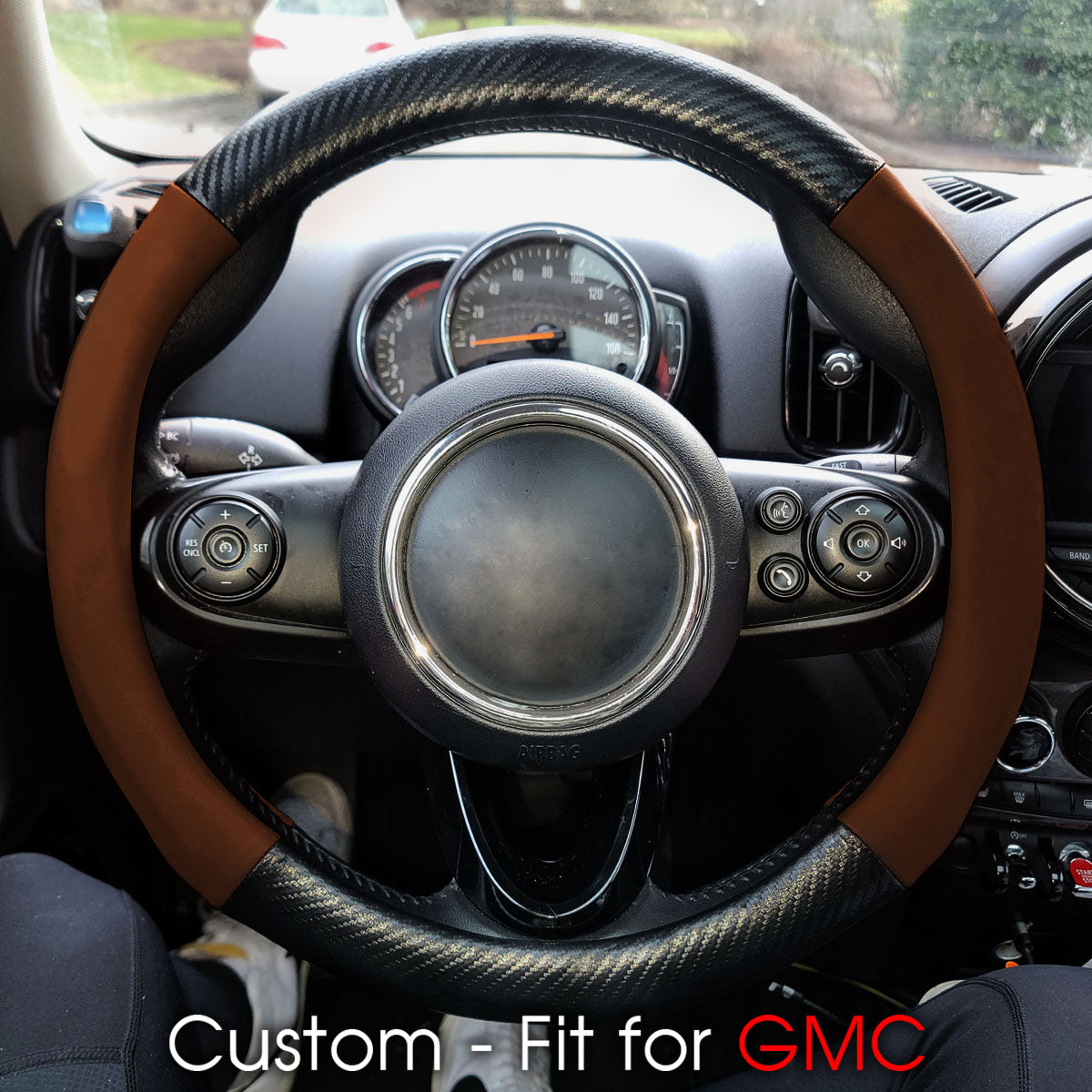 Delicate Leather Steering Wheel Cover – Custom-Fit for GMC, 3D Carbon Fiber Texture Sport Style, Non-Slip Leather Grip for Interior Upgrade - Delicate Leather