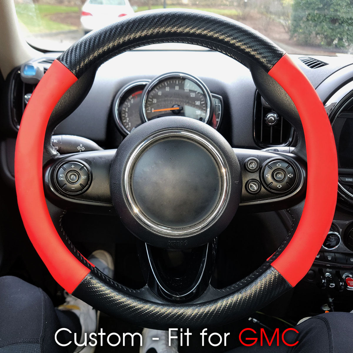Delicate Leather Steering Wheel Cover – Custom-Fit for GMC, 3D Carbon Fiber Texture Sport Style, Non-Slip Leather Grip for Interior Upgrade - Delicate Leather
