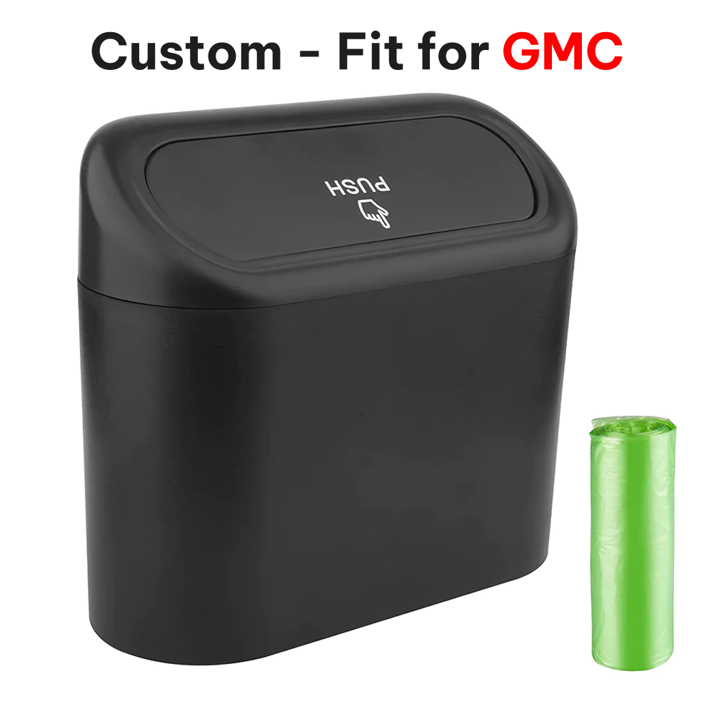 Delicate Leather Car Trash Can with Lid – Custom-Fit for GMC, Mini Waterproof Garbage Bin with Trash Bags, Cute Car Organizer for Storage & Waste - Delicate Leather