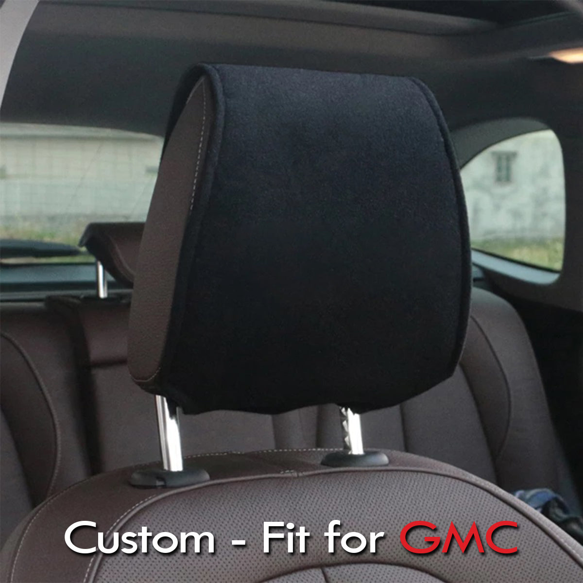 Car Seat Headrest Cover Breathable Flexible Headrest Covers Velcro Auto Headrest Covers Universal Fit, Custom-Fit For GMC, Car Accessories DLWQ243 - Delicate Leather