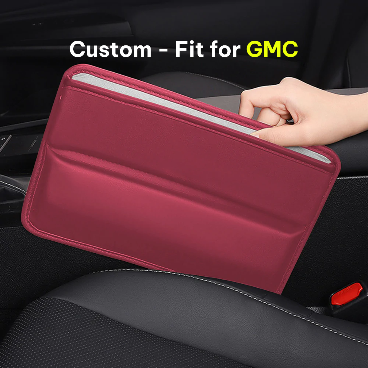 Car Seat Gap Filler Organizer, Custom-Fit For GMC, Multifunctional PU Leather Console Side Pocket Organizer for Cellphones, Cards, Wallets, Keys DLWQ226 - Delicate Leather
