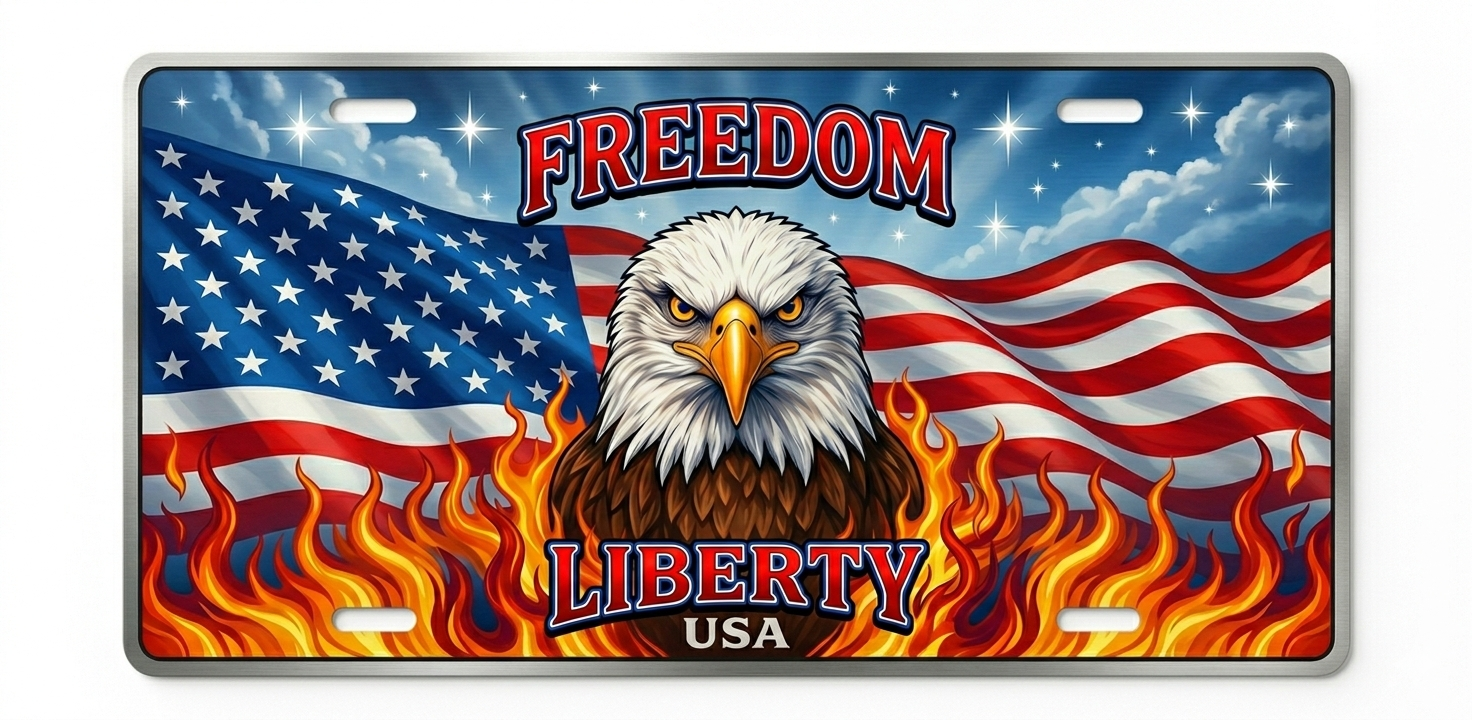 250 Years Of FREEDOM LIBERTY USA 2D Design License Plate Frame – Waterproof Aluminum Decorative Cover - Delicate Leather