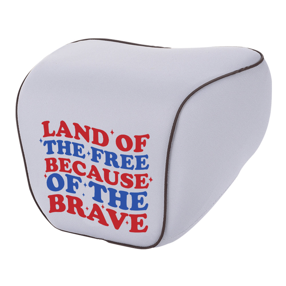 Land Of The Free, Because Of Brave Lumbar Support Cushion for Car and Headrest Neck Pillow Kit, Custom For Cars, Ergonomically Design for Car Seat, Car Accessories, Retro 4th of July 02 - Delicate Leather