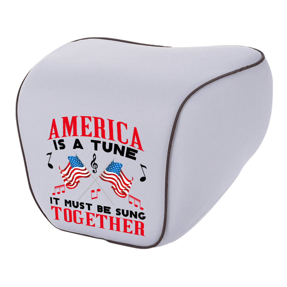 America Is A Tune Lumbar Support Cushion for Car and Headrest Neck Pillow Kit, Custom For Cars, Ergonomically Design for Car Seat, Car Accessories, 4th of July 08 - Delicate Leather
