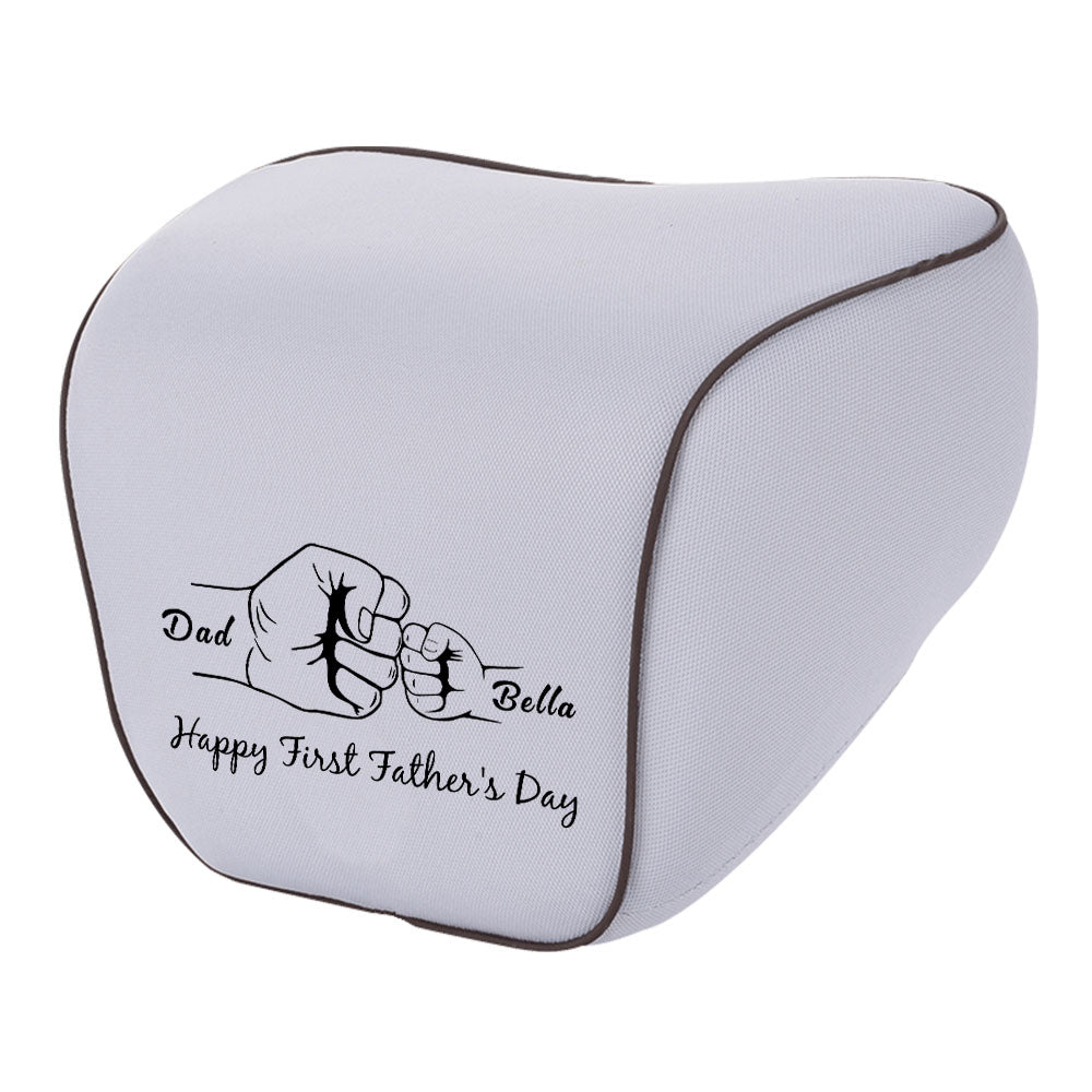 Personalized Lumbar Support Cushion for Car and Headrest Neck Pillow Kit, Happy Father's Day, Custom For Cars, Ergonomically Design for Car Seat, Car Accessories, Gift for Daddy - Delicate Leather