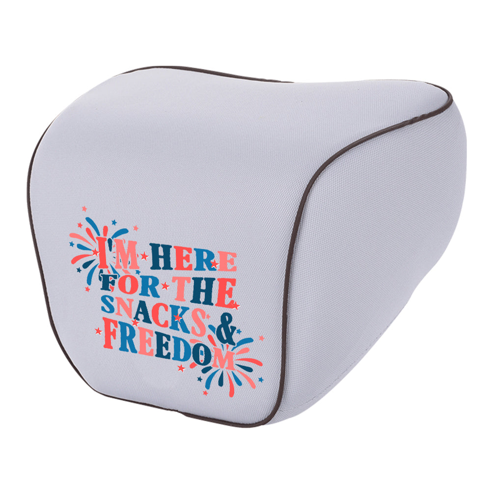 I'm Here for The Snacks and Freedom Lumbar Support Cushion for Car and Headrest Neck Pillow Kit, Custom For Cars, Ergonomically Design for Car Seat, Car Accessories, Retro 4th of July 01