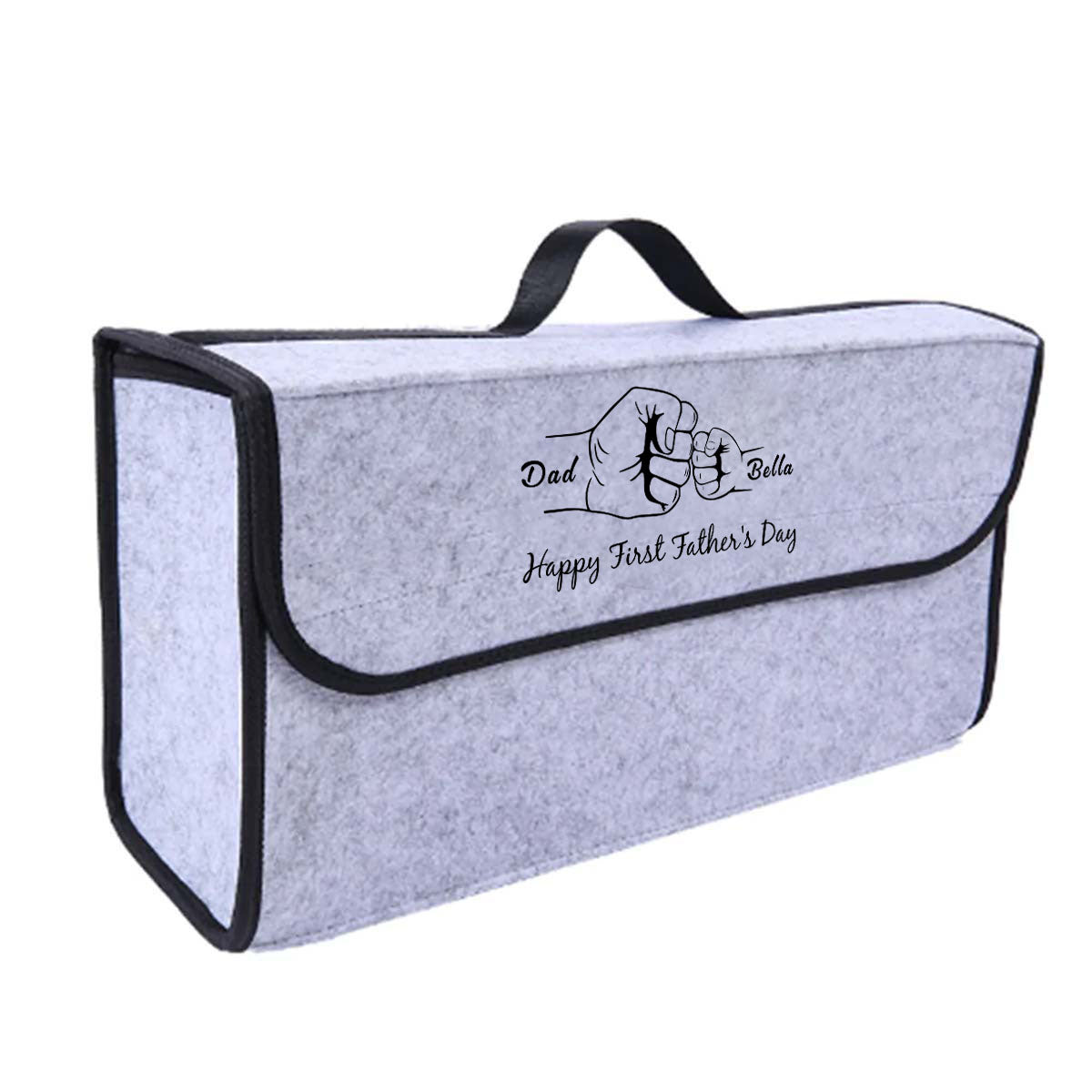 Personalized Soft Felt Car Bag Organizer, Happy Father's Day Folding Car Storage Box Non Slip Fireproof Car Trunk Organizer, Custom For Your Cars, Car Accessories, Gift for Daddy - Delicate Leather