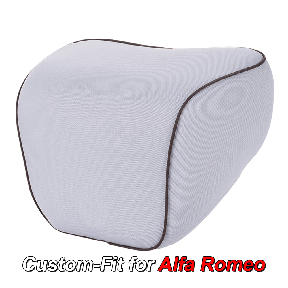 Lumbar Support Cushion for Car and Headrest Neck Pillow Kit, Custom-Fit For Alfa Romeo, Ergonomically Design for Car Seat, Car Accessories DLAR254 - Delicate Leather