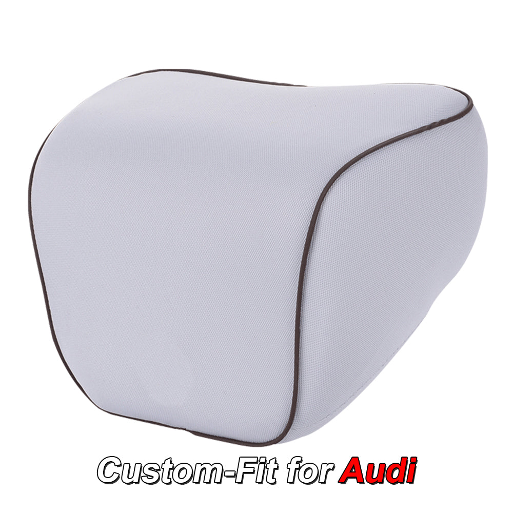 Lumbar Support Cushion for Car and Headrest Neck Pillow Kit, Custom-Fit For Audi, Ergonomically Design for Car Seat, Car Accessories DLRA254 - Delicate Leather