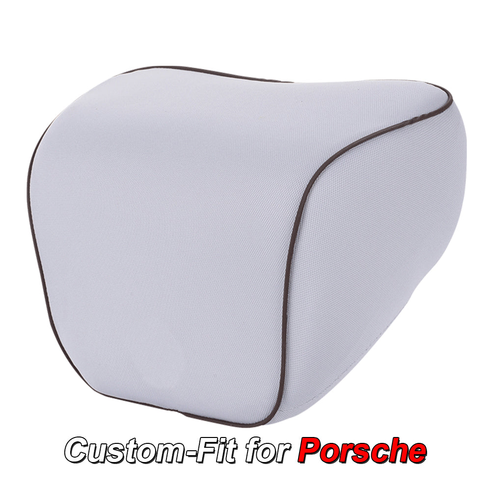 Lumbar Support Cushion for Car and Headrest Neck Pillow Kit, Custom-Fit For Porsche, Ergonomically Design for Car Seat, Car Accessories DLRL254 - Delicate Leather