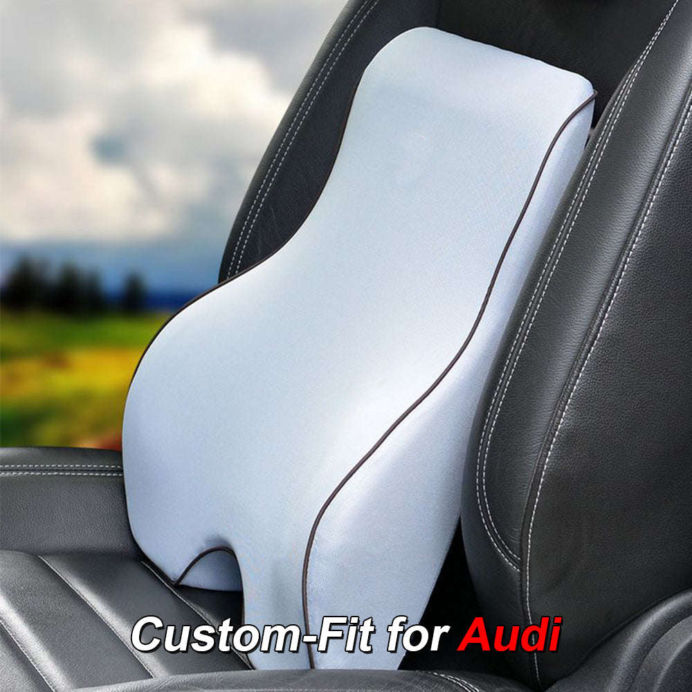 Lumbar Support Cushion for Car and Headrest Neck Pillow Kit, Custom-Fit For Audi, Ergonomically Design for Car Seat, Car Accessories DLRA254 - Delicate Leather