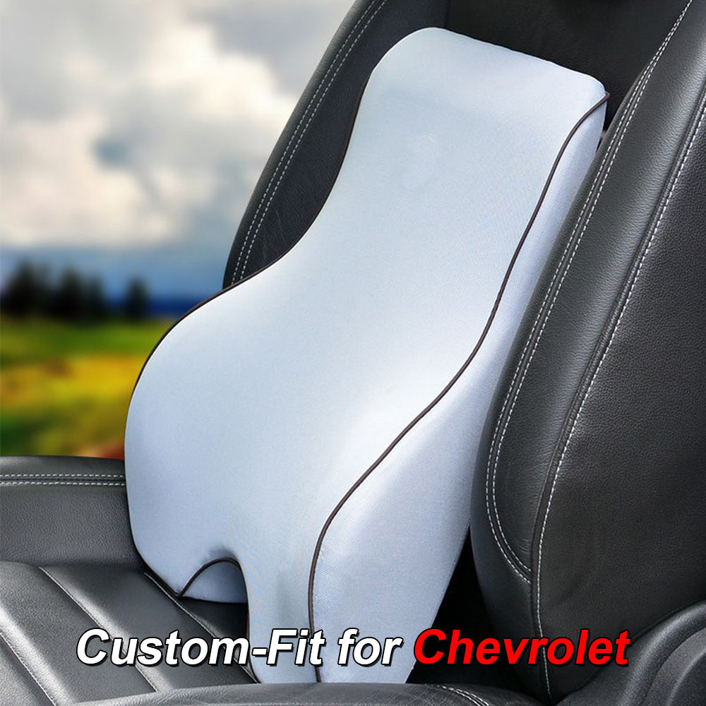 Lumbar Support Cushion for Car and Headrest Neck Pillow Kit, Custom-Fit For Chevrolet, Ergonomically Design for Car Seat, Car Accessories DLCH254 - Delicate Leather