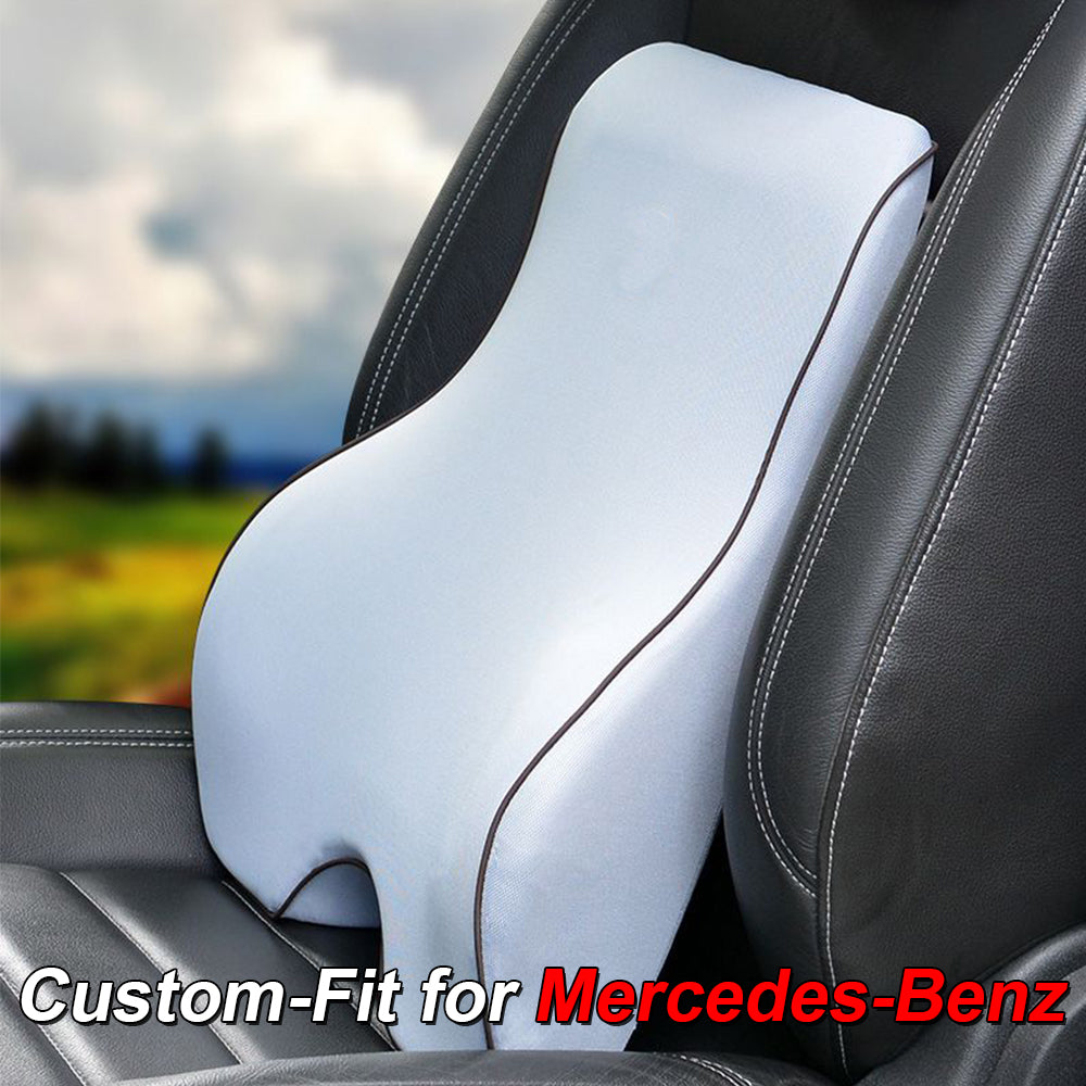 Lumbar Support Cushion for Car and Headrest Neck Pillow Kit, Custom-Fit For Mercedes-Benz, Ergonomically Design for Car Seat, Car Accessories DLMB254 - Delicate Leather