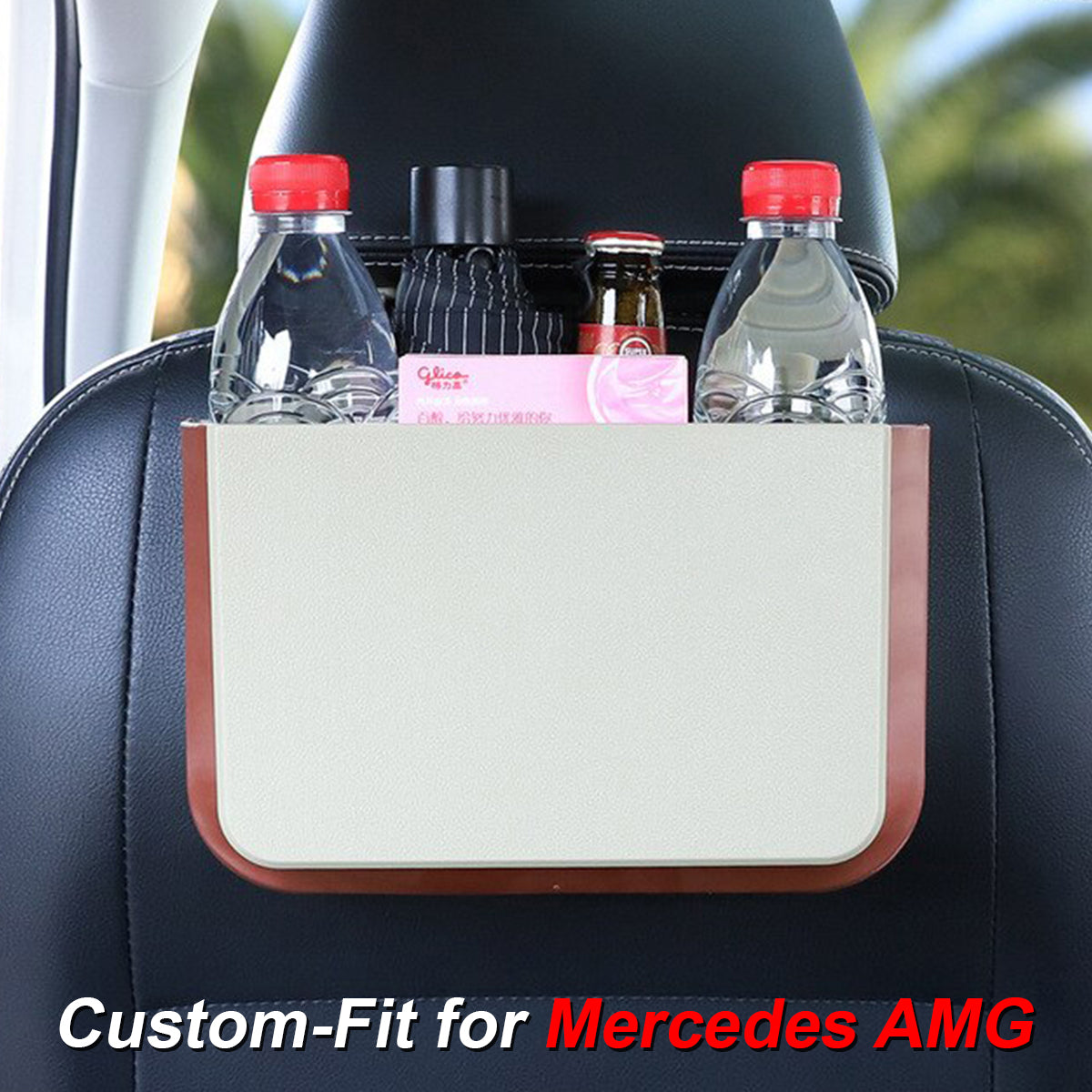 Hanging Waterproof Car Trash can-Foldable, Custom-Fit For Mercedes AMG, Waterproof, Equipped with Cup Holders and Trays DLLM251 - Delicate Leather