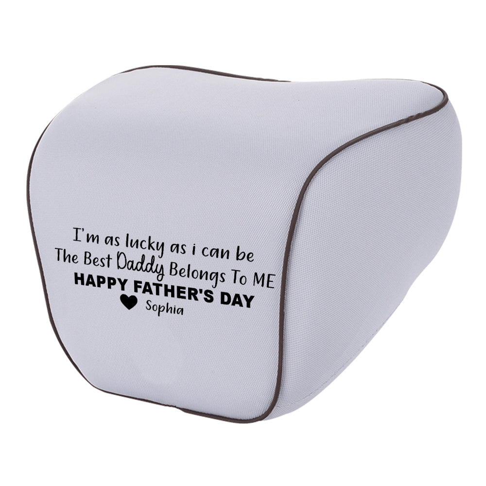 Personalized Lumbar Support Cushion for Car and Headrest Neck Pillow Kit, Happy Father's Day, Custom For Cars, Ergonomically Design for Car Seat, Car Accessories, Gift for Daddy - Delicate Leather