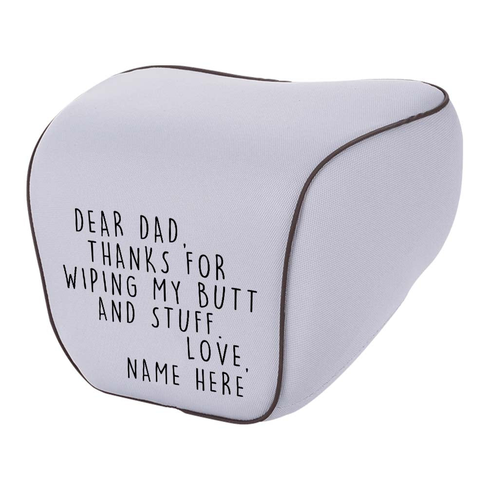 Personalized Lumbar Support Cushion for Car and Headrest Neck Pillow Kit, Happy Father's Day, Custom For Cars, Ergonomically Design for Car Seat, Car Accessories, Gift for Daddy - Delicate Leather