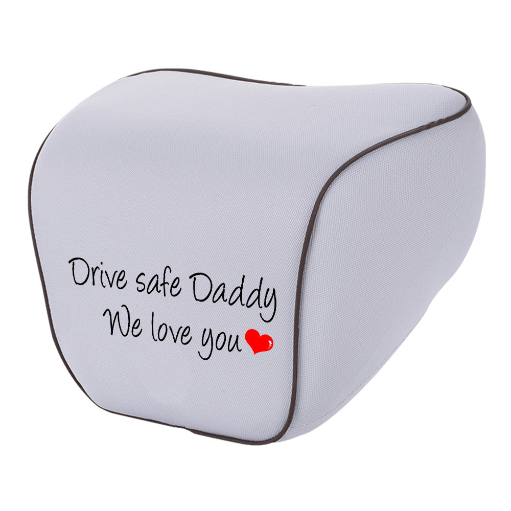Lumbar Support Cushion for Car and Headrest Neck Pillow Kit, Drive Safe Daddy, Custom For Cars, Ergonomically Design for Car Seat, Car Accessories, Gift for Daddy - Delicate Leather