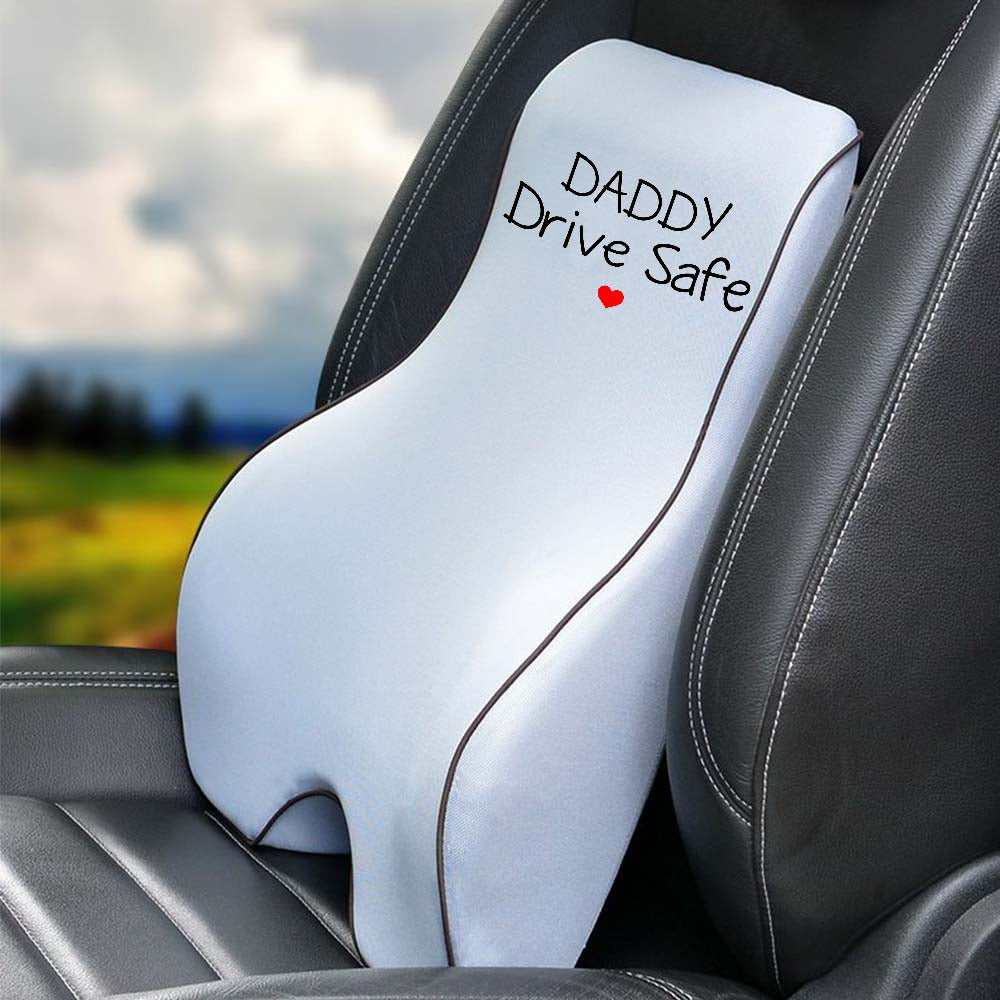 Lumbar Support Cushion for Car and Headrest Neck Pillow Kit, Daddy Drive Safe, Custom For Cars, Ergonomically Design for Car Seat, Car Accessories, Gift for Daddy - Delicate Leather
