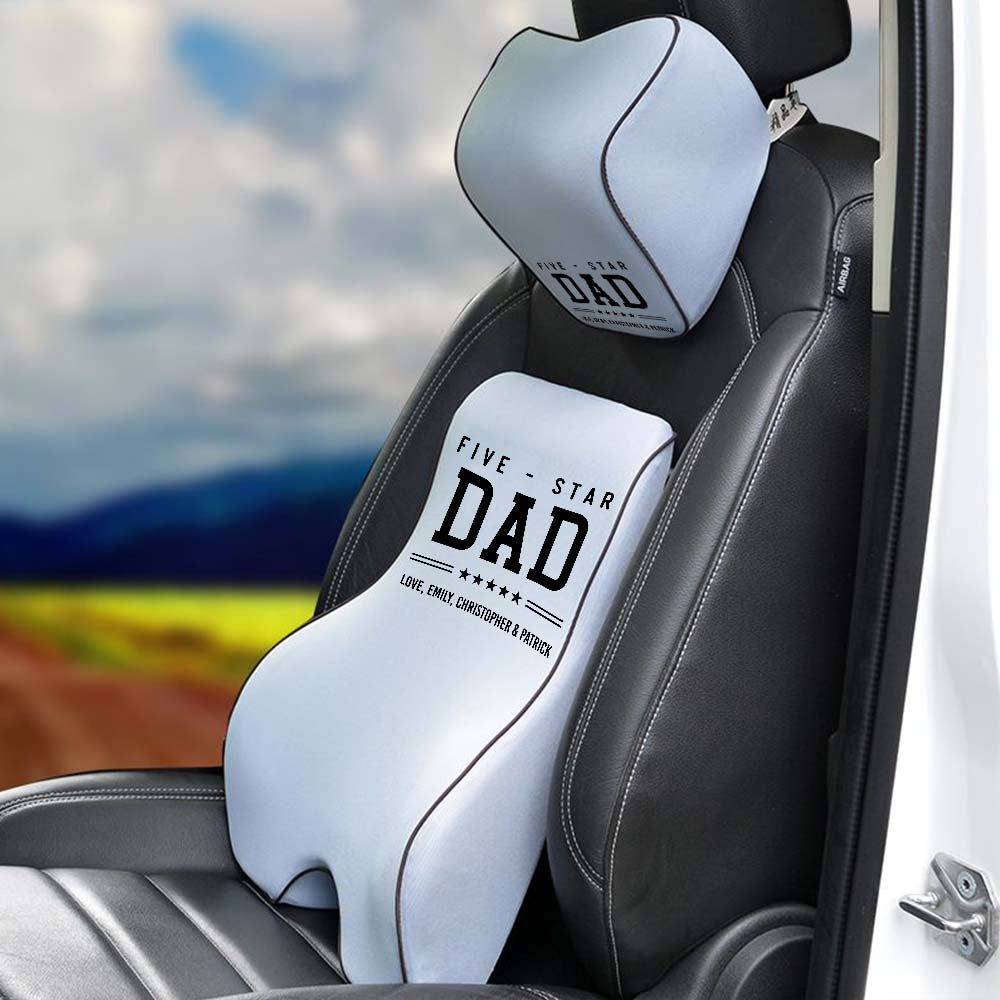 Personalized Lumbar Support Cushion for Car and Headrest Neck Pillow Kit, Happy Father's Day, Custom For Cars, Ergonomically Design for Car Seat, Car Accessories, Gift for Daddy