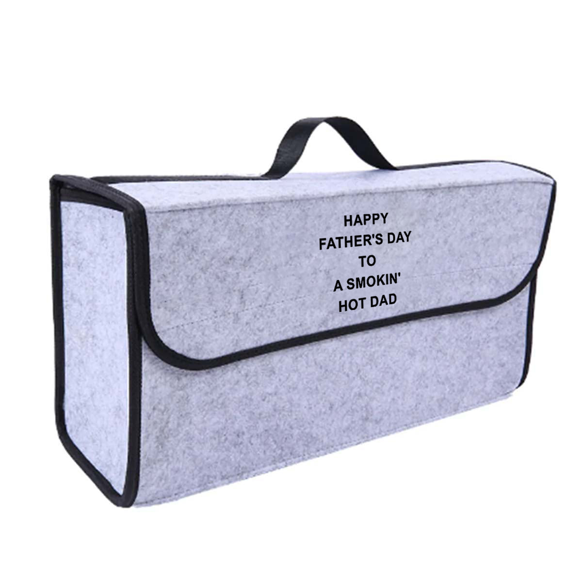 Happy Father's Day to a Smokin' Hot Dad Soft Felt Car Bag Organizer Folding Car Storage Box Non Slip Fireproof Car Trunk Organizer, Custom For Your Cars, Father's Day Gift, Car Accessories 14