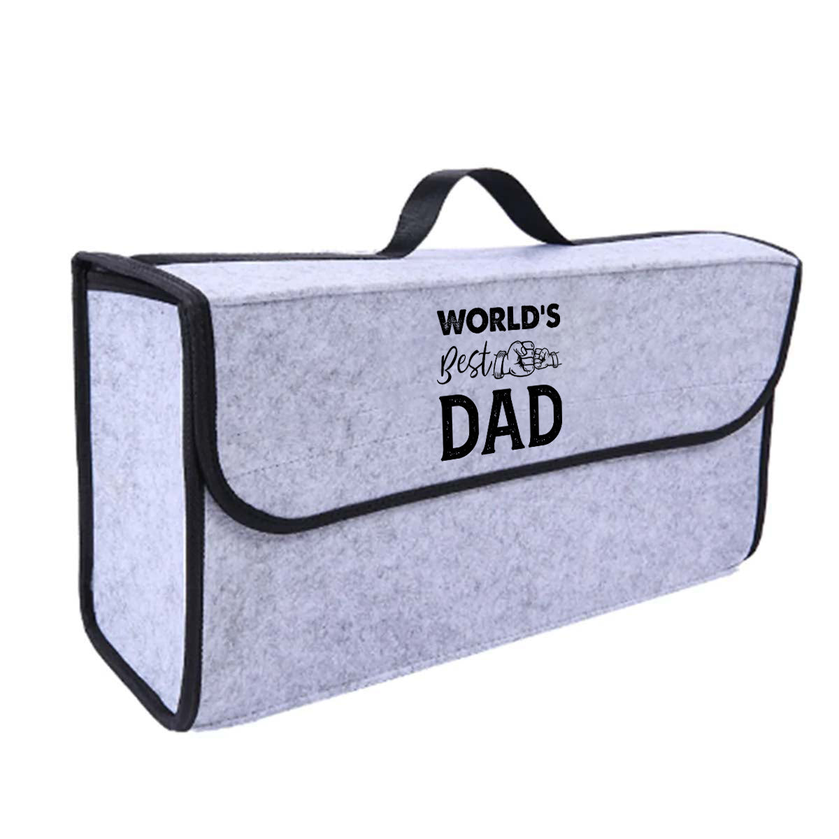 World's Best Dad Soft Felt Car Bag Organizer Folding Car Storage Box Non Slip Fireproof Car Trunk Organizer, Custom For Your Cars, Father's Day Gift, Car Accessories - Delicate Leather