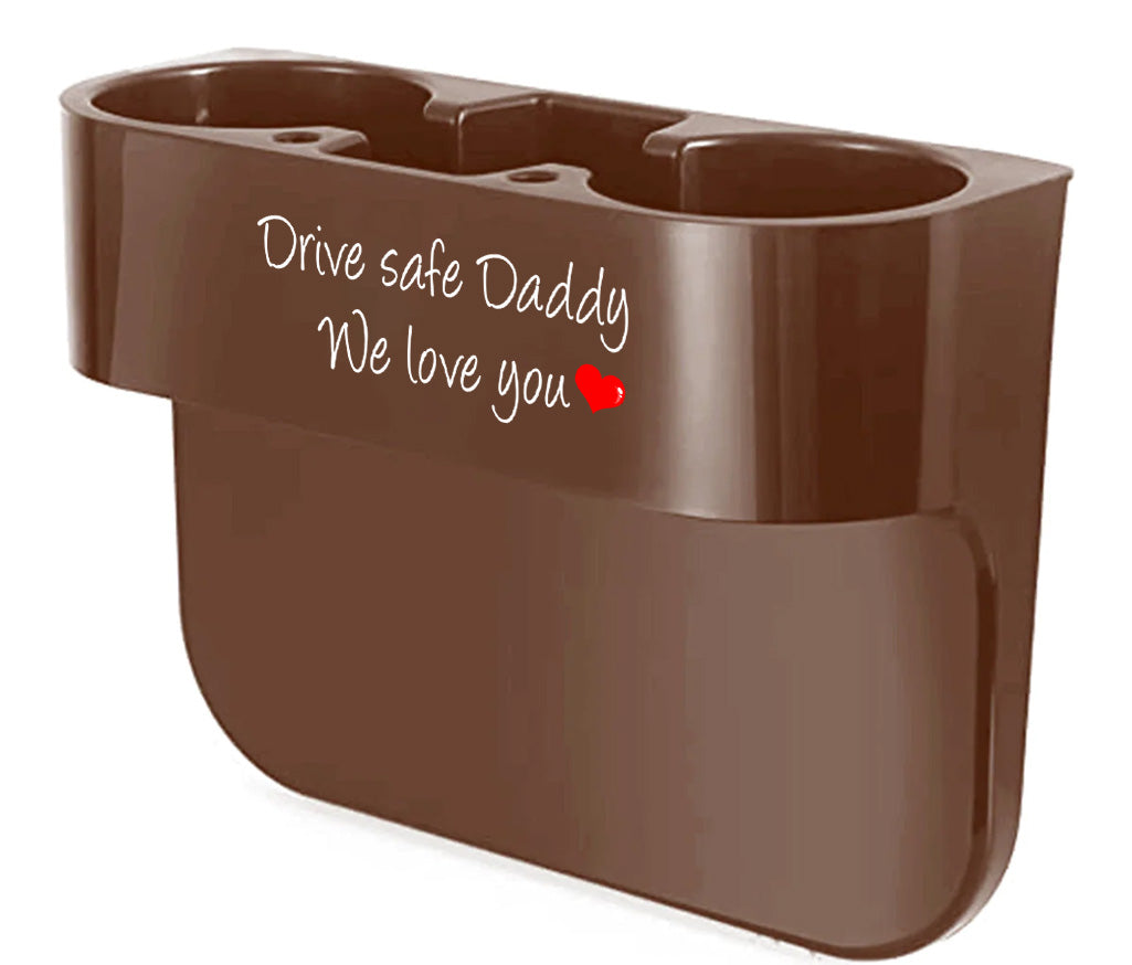 Cup Holder Portable Multifunction Vehicle Seat Cup Cell Phone Drinks Holder Box Car Interior Organizer, Drive Safe Daddy, Custom For Your Cars, Car Accessories, Gift for Daddy - Delicate Leather