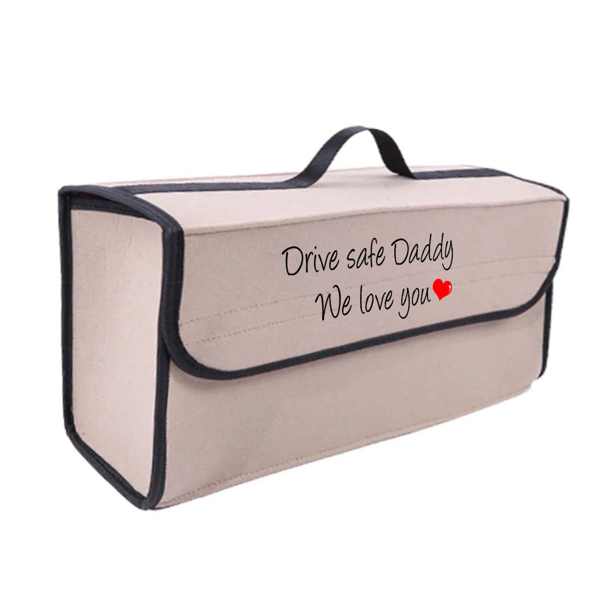 Drive Safe Daddy Soft Felt Car Bag Organizer Folding Car Storage Box Non Slip Fireproof Car Trunk Organizer, Custom For Your Cars, Father's Day Gift, Car Accessories - Delicate Leather