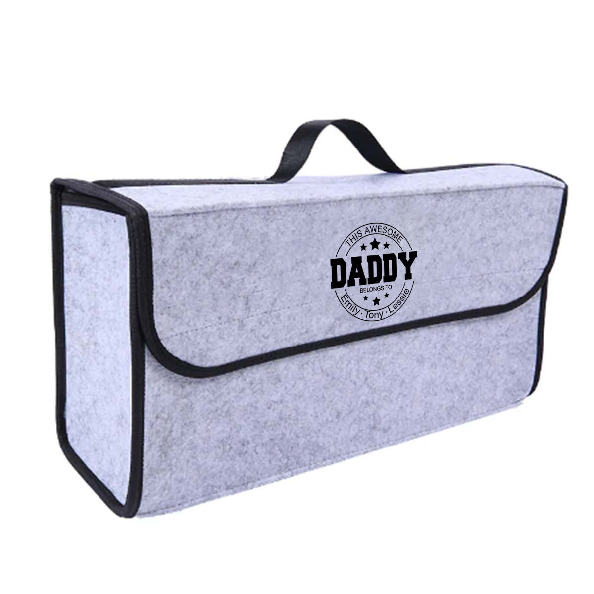 Personalized Soft Felt Car Bag Organizer, Happy Father's Day Folding Car Storage Box Non Slip Fireproof Car Trunk Organizer, Custom For Your Cars, Car Accessories, Gift for Daddy - Delicate Leather