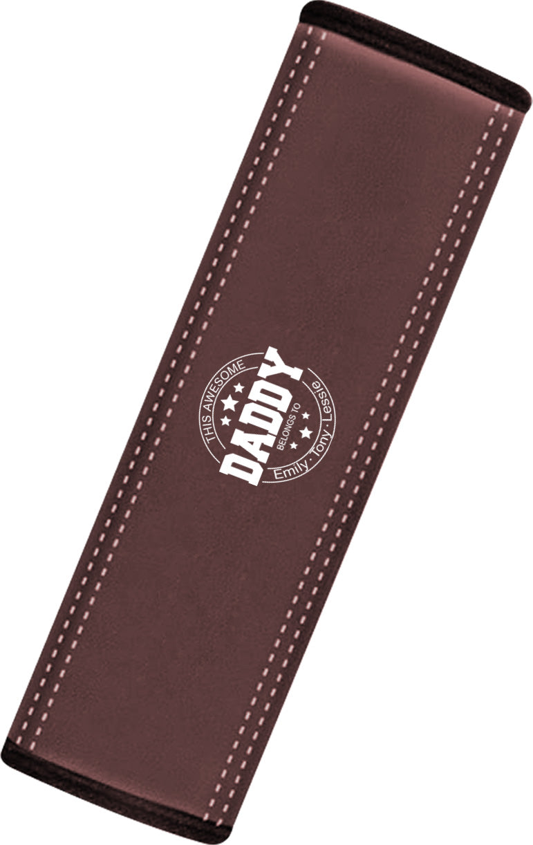 Personalized Car Seat Belt Covers (2PCS), Custom For Your Cars, Happy Father's Day, Microfiber Leather Seat Belt Shoulder Pads for More Comfortable Driving, Car Accessories, Gift for Daddy - Delicate Leather