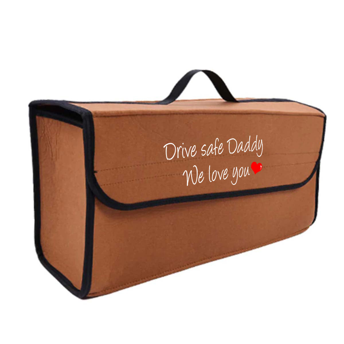 Drive Safe Daddy Soft Felt Car Bag Organizer Folding Car Storage Box Non Slip Fireproof Car Trunk Organizer, Custom For Your Cars, Father's Day Gift, Car Accessories - Delicate Leather