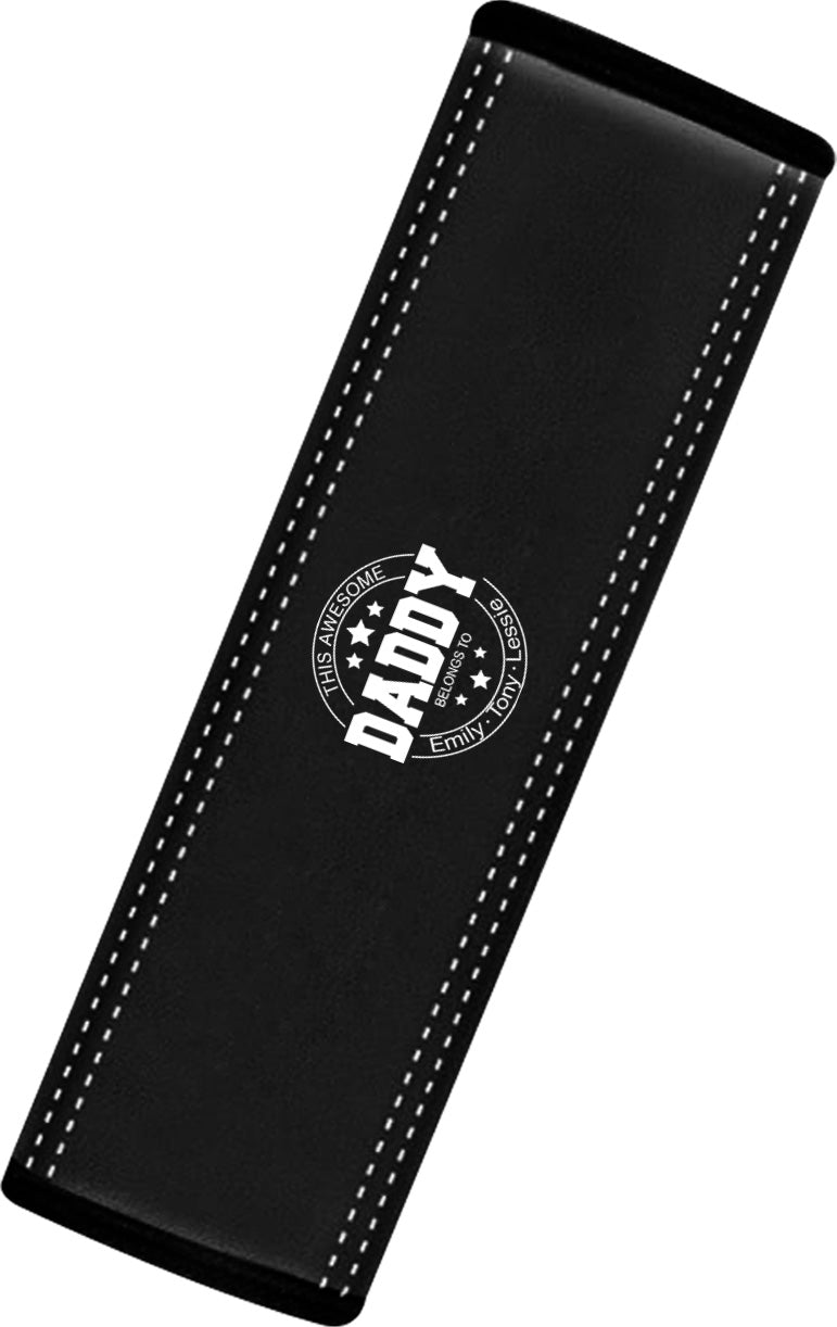 Personalized Car Seat Belt Covers (2PCS), Custom For Your Cars, Happy Father's Day, Microfiber Leather Seat Belt Shoulder Pads for More Comfortable Driving, Car Accessories, Gift for Daddy - Delicate Leather