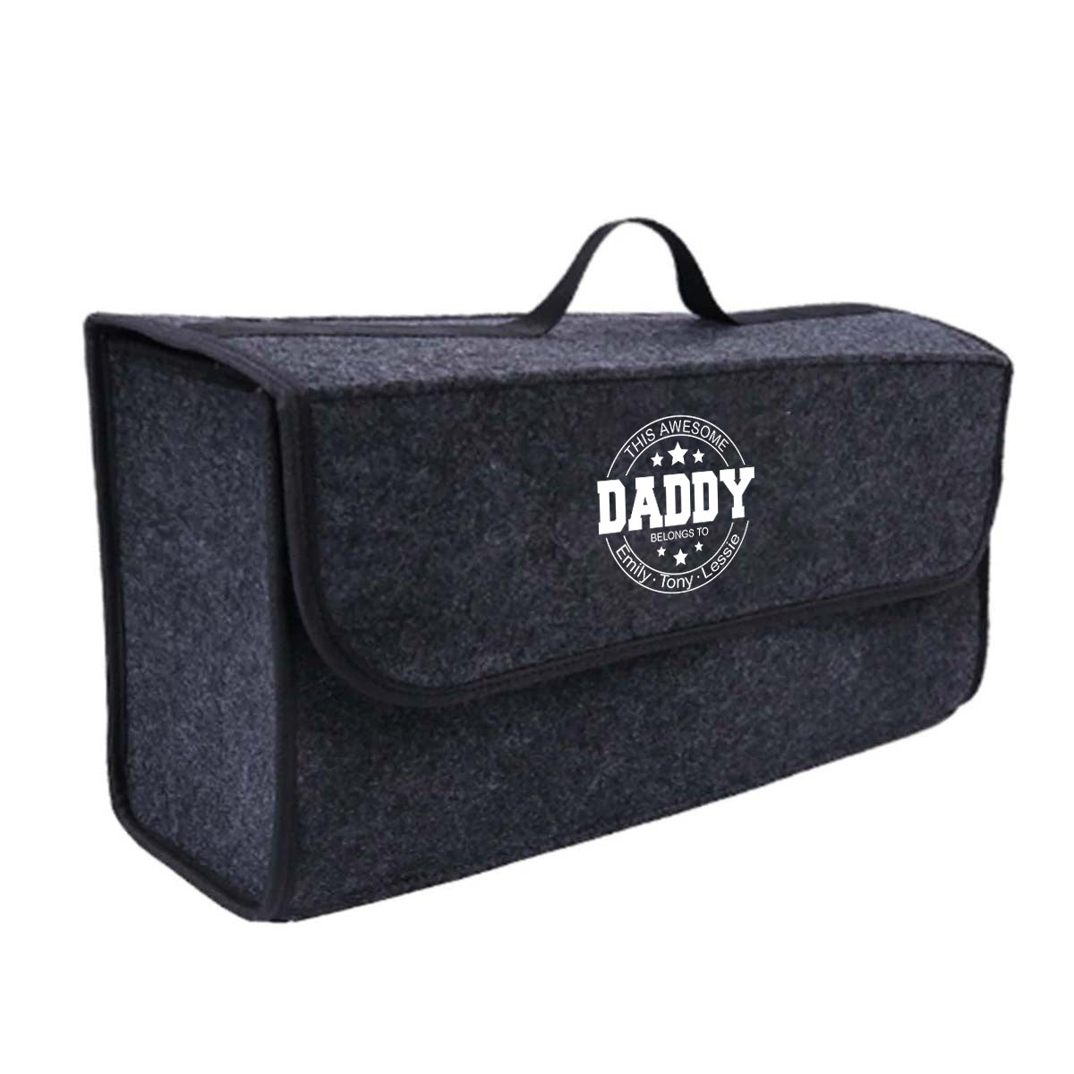 Personalized Soft Felt Car Bag Organizer, Happy Father's Day Folding Car Storage Box Non Slip Fireproof Car Trunk Organizer, Custom For Your Cars, Car Accessories, Gift for Daddy - Delicate Leather